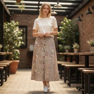 Tilley Endurables Skirt Liberty Of London Paisley Buttons Sz. S